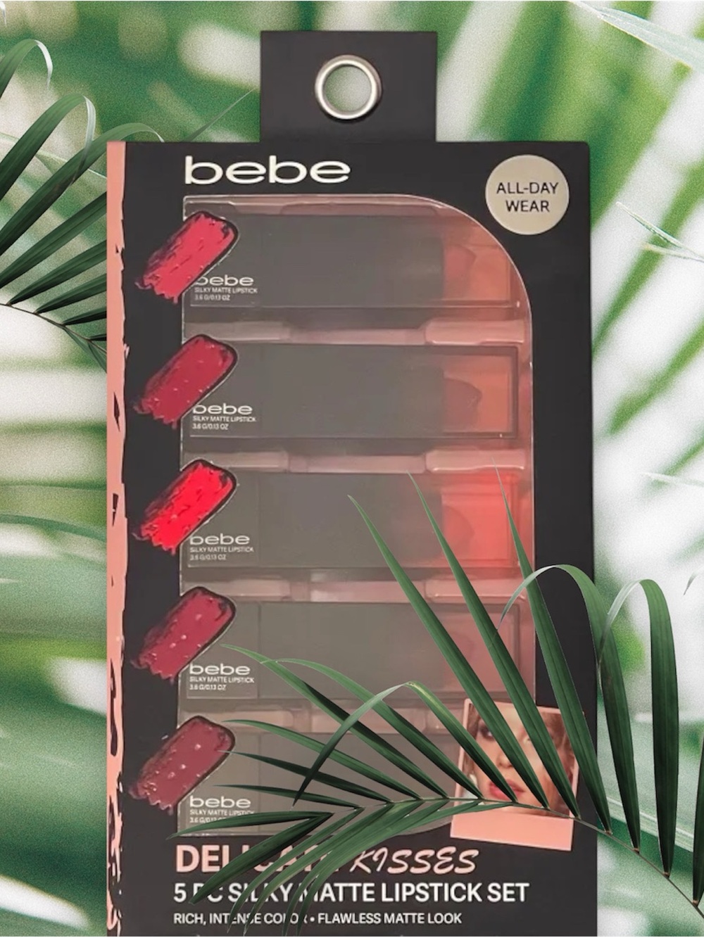 bebe 5-Piece Satin Matte Lipstick Set in Coral and Red Tones